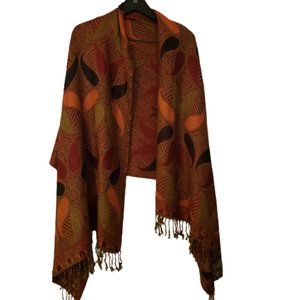 Orange, Red with Black Scarf, Shawl